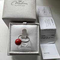 Anello Miluna regolabile argento corallo rosso
