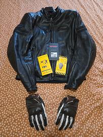 Giacca moto pelle SPIDI e guanti moto FIVE