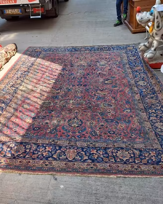 TAPPETO GRANDE FIORI ROSSI/BLU