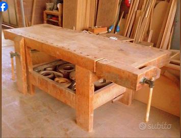 Tavolo da falegname in legno massello faggio