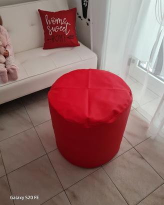 POUF ROSSO IN ECOPELLE 