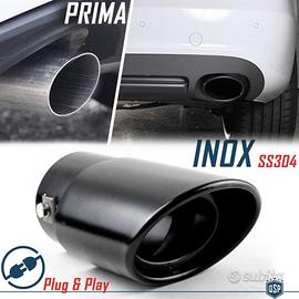 TERMINALE di Scarico OVALE ACCIAIO Inox Nero 45>74