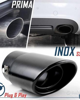 TERMINALE di Scarico OVALE ACCIAIO Inox Nero 45>74