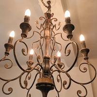  LAMPADARIO RETRÒ FERRO BATTUTO E LEGNO