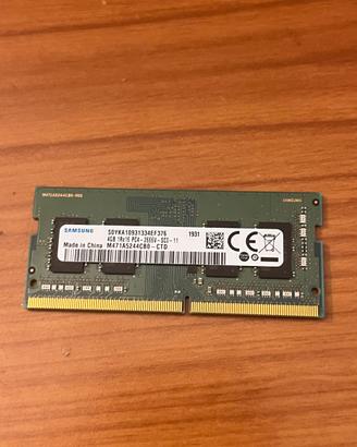RAM 4GB DDR4 2666MHz Samsung SO-DIMM per Portatili