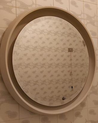 Specchi vintage rotondi in legno laccato bianco