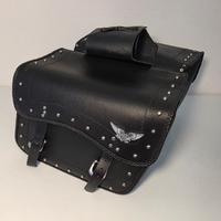 Coppia borse laterali cuoio nero borchiate - Moto