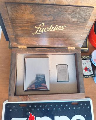 zippo set lucky strike + portasigarette