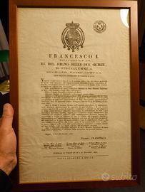 Decreto Reale 1825 Francesco I Due Sicilie Borbone