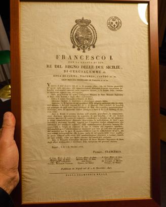 Decreto Reale 1825 Francesco I Due Sicilie Borbone
