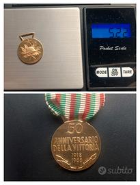 Medaglia Oro 750 18 Carati Kt Ww1 1918 1968