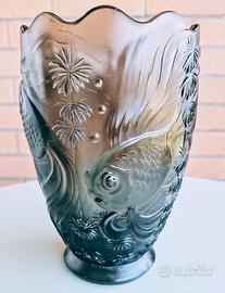 Vaso Art Déco Carpe Koi Barolac Fumé Anni '50/'60