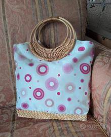 Borsa tote con manici in legno