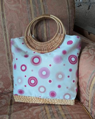 Borsa tote con manici in legno