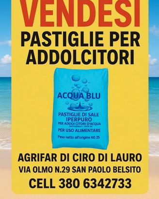 Pastiglie per addolcitori d'acqua