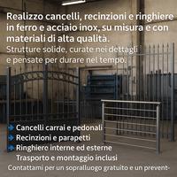 Cancelli, recinzioni e ringhiere in ferro ed inox