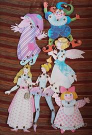 6 marionette snodabili cartoncino vintage deco