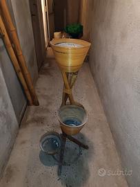Portapiante Vintage 3 Livelli Bambù Rattan -