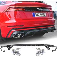 DIFFUSORE AUDI Q8 18-23 LOOK SQ8 NERO + TERMINALI 