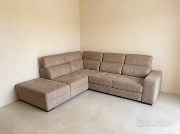 Divano letto  angolare tortora in microfibra suede