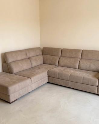 Divano letto  angolare tortora in microfibra suede