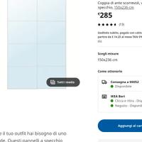 ante scorrevoli specchio Ikea 150x236