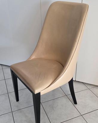 Sedia Baxter in pelle beige chiaro 