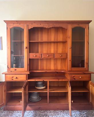 Credenza Vetrina Rustica in Pino Massello