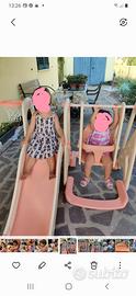 Scivolo  e altalena con cesto pallacanes per bimbi