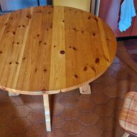 Tavolo rotondo legno pino + 4 sedie