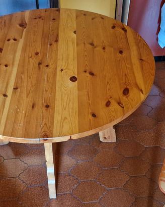 Tavolo rotondo legno pino + 4 sedie