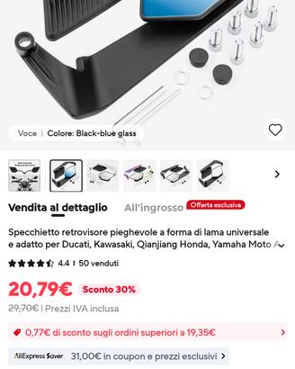 specchietti per Naked..Yamaha , Honda, KTM