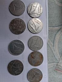 monete da lire italiana anno.51/52/53/56 pz 9