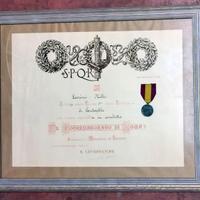 Lotto epoca fascista 1928 con medaglia e attestato