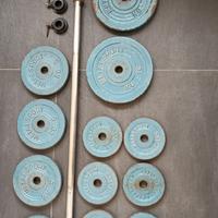 Set 60 kg dischi in ghisa foro 32 e bilanciere