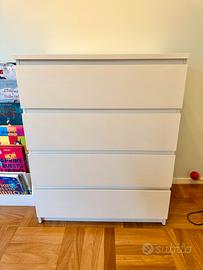 Cassettiera IKEA MALM bianca 4 cassetti 80x100 cm