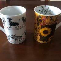N 2 tazze Mug in ceramica motivo Mucche e girasoli