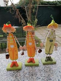 Nr. 3 mini Spaventapasseri in legno