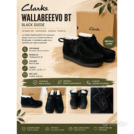 Clarks WallabeeEVO BT in suede nero, numero EU 42½