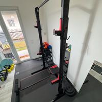 rack palestra domyos + kit pesi bilancere manubri