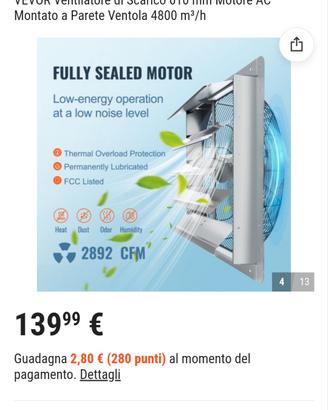 ventola di scarico/aspirazione 