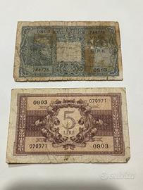 Monete 5 e 10 lire di carta