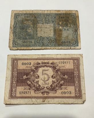 Monete 5 e 10 lire di carta
