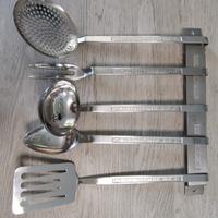 set utensili cucina acciaio vintage nuovo