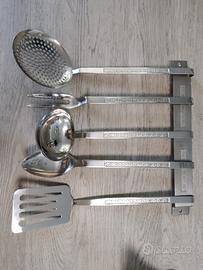 set utensili cucina acciaio vintage nuovo