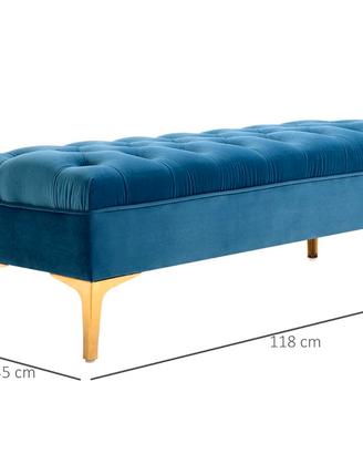 Panca in velluto trapuntato 118L x 45P x 42A cm