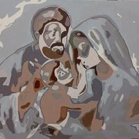 quadro moderno olio su tela donna astratta