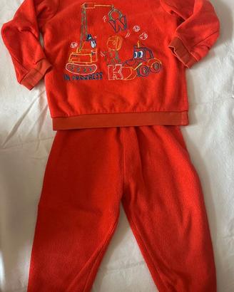 Pigiama caldo in Micro-Pile Bimba/Bimbo 12-18 Mesi