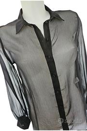 Yamamay camicia voile raso nera trasparente tg. S