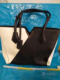 Borsa tracolla donna Bianco e nero 35cm